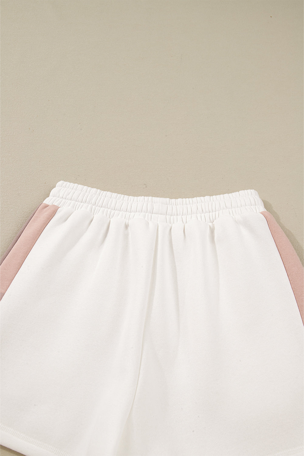 White Color Block Patchwork Drop Shoulder Pullover Casual Shorts 2pcs Outfit