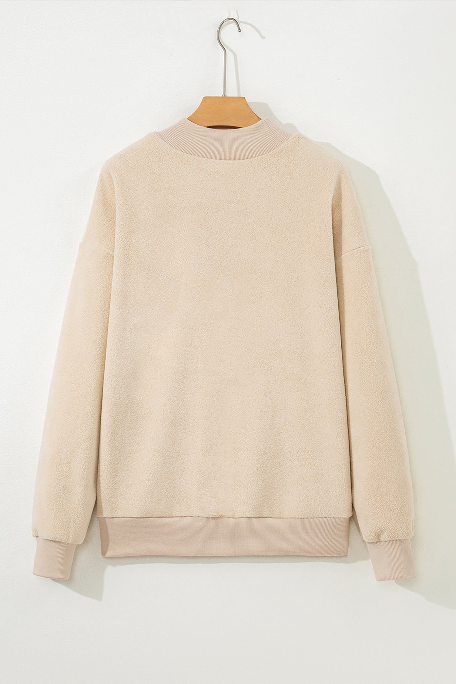 Bright Pink Oversize Blessed Embroidered Mock Neck Sweatshirt