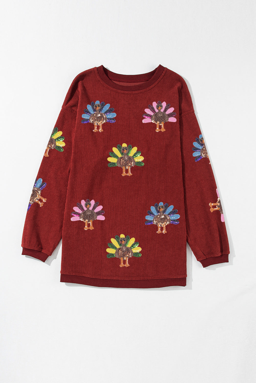 Orange Turkey Graphic Corded Baggy Sweatshirt