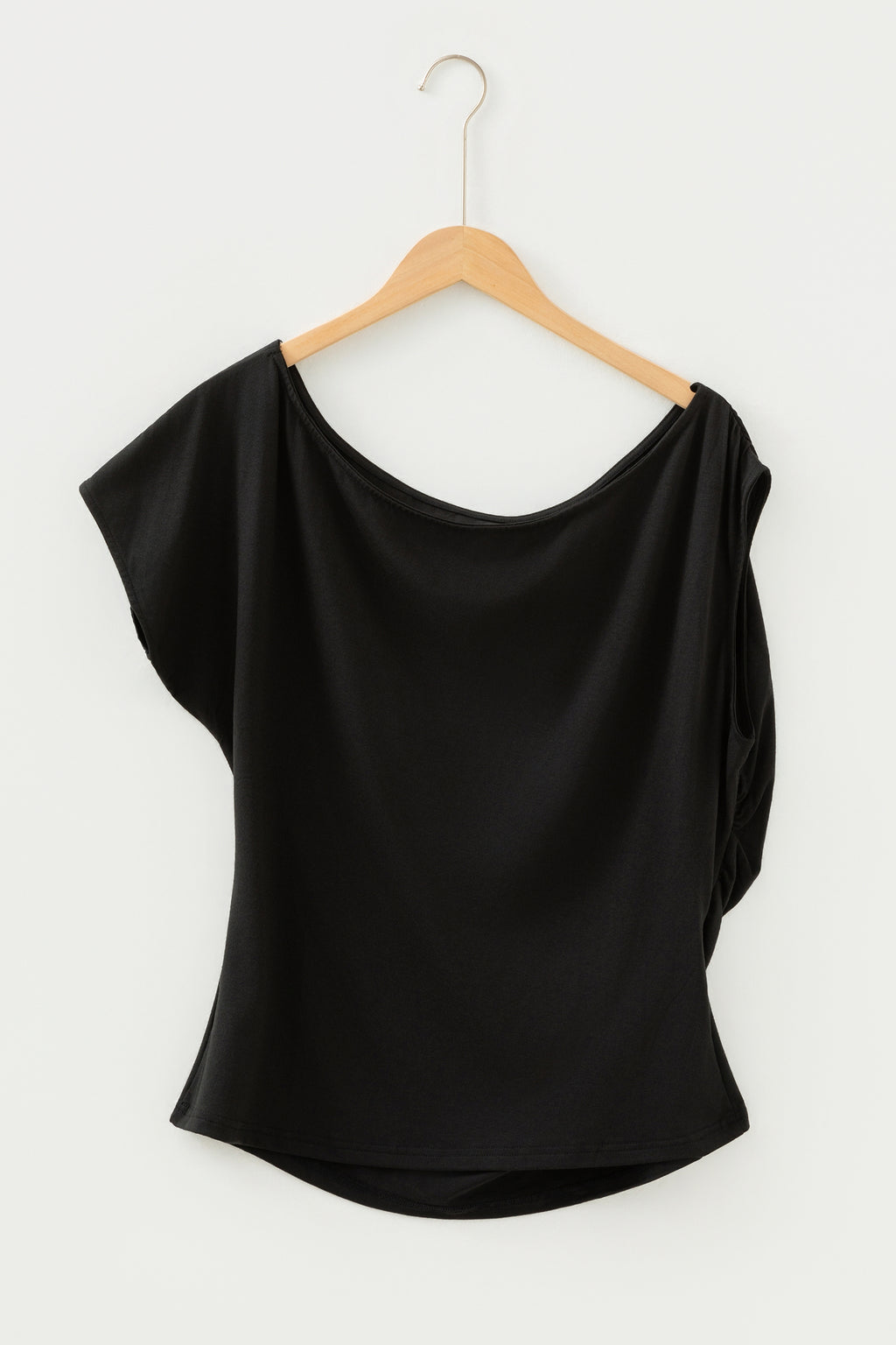 Coffee Plus Size Solid Color Asymmetric Neck Short Sleeve Blouse