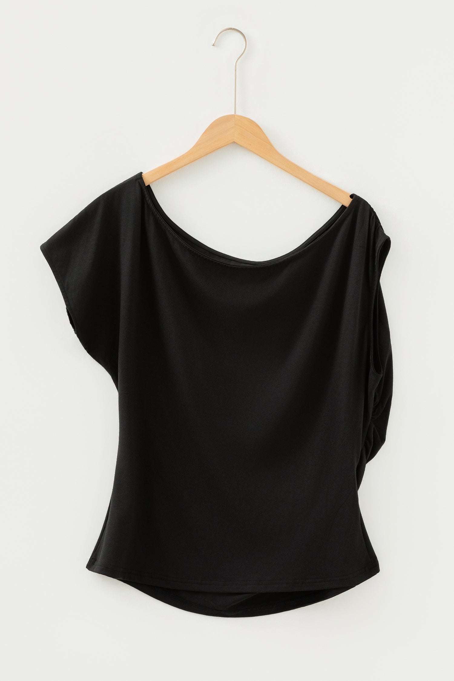 Coffee Plus Size Solid Color Asymmetric Neck Short Sleeve Blouse