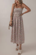 Multicolour Bohemian Ditsy Floral Smocked Fit Flare Sundress