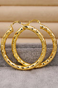 Gold Plated Diamond Cut Large Hoop Earrings