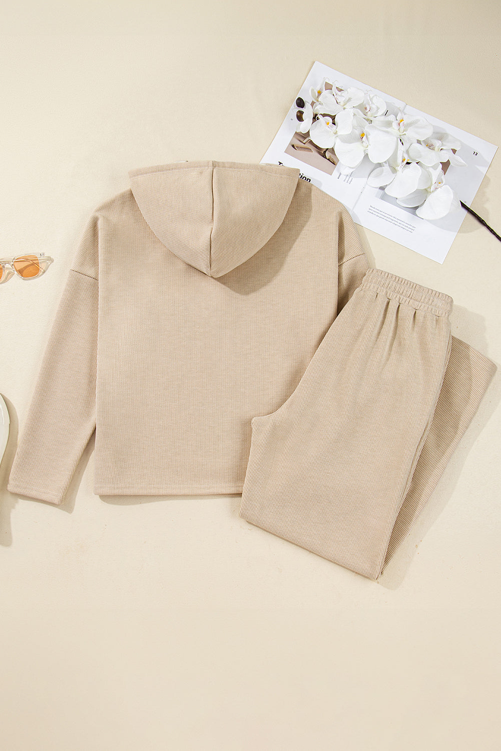 Gray Morn Corduroy Leopard Drawstring High Waist Trousers