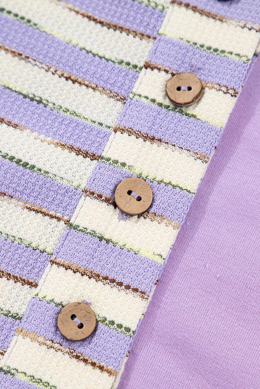 Khaki Stripe Stitched Detail Color Block Patchwork Oversized Pullover Top