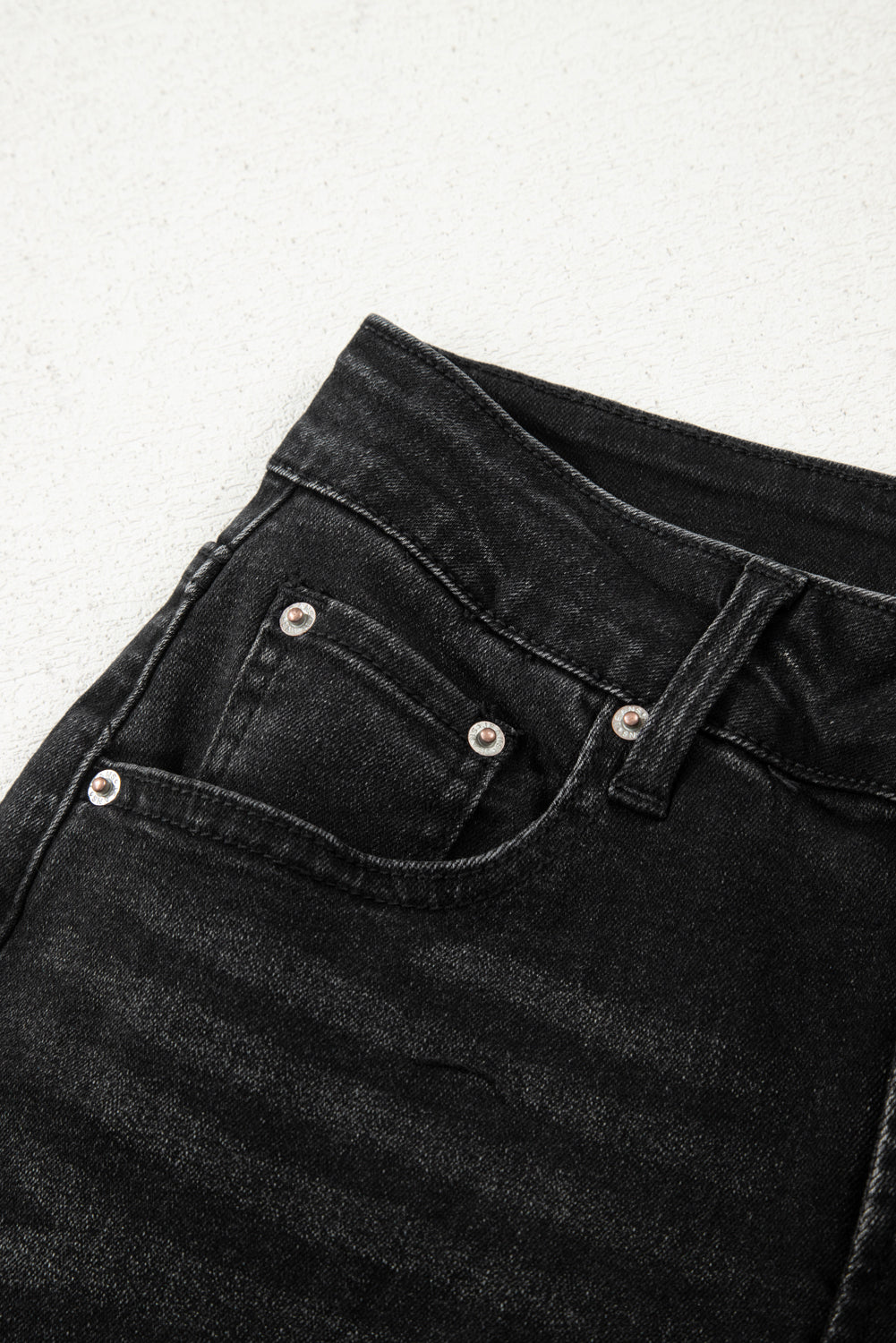 Gray Raw Hem Straight Leg Loose High Waist Jeans