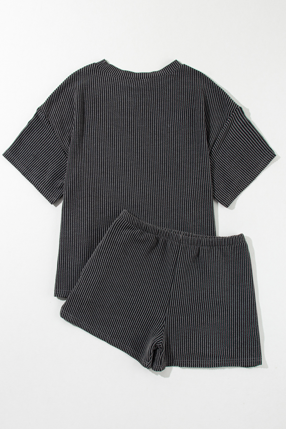 Carbon Grey Western Rodeo Graphic Patched 3D Ribbed Short 2pcs Outfit