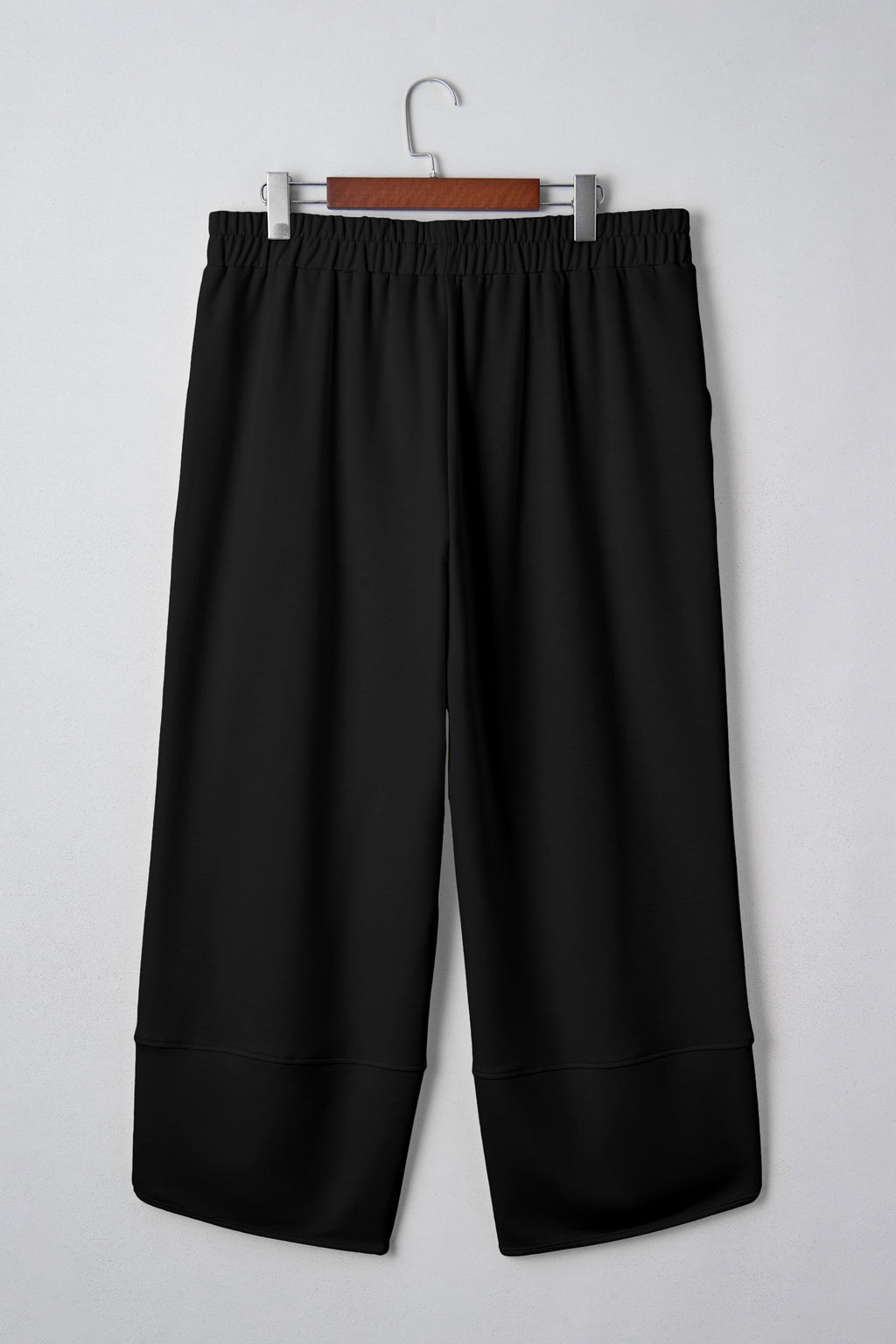 Sail Blue Plus Size Elastic Waist Asymmetrical Hem Loose Capris Pants