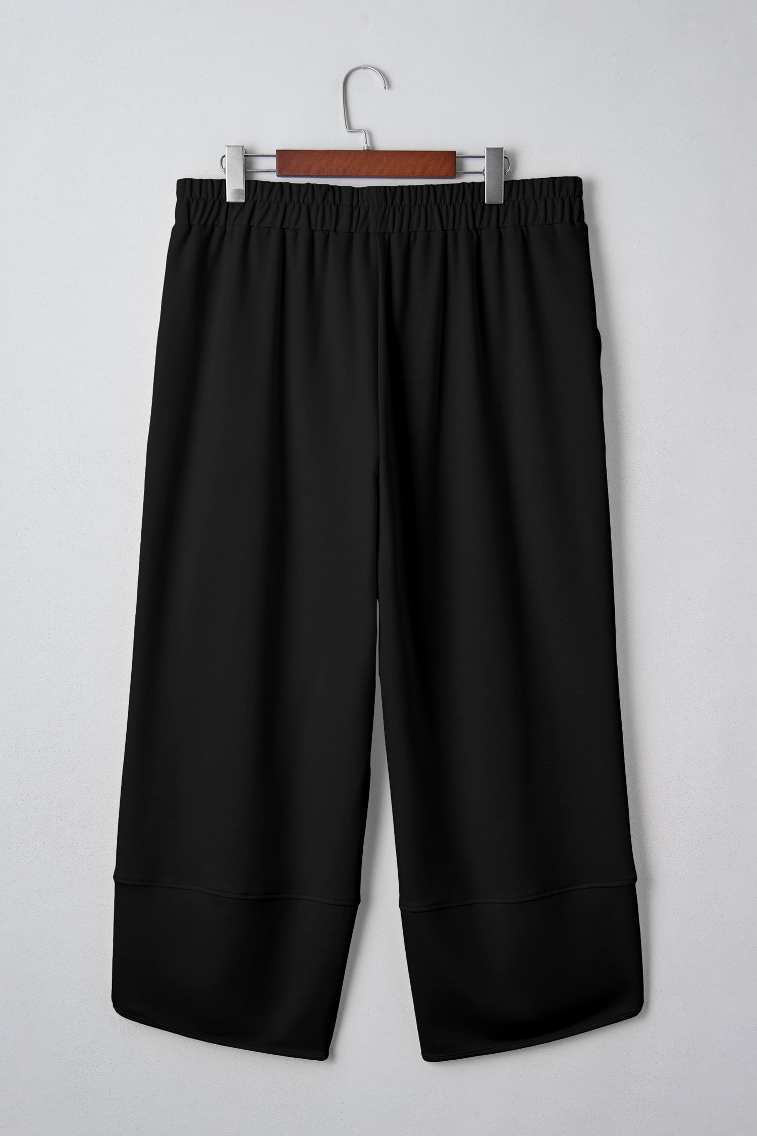 Sail Blue Plus Size Elastic Waist Asymmetrical Hem Loose Capris Pants
