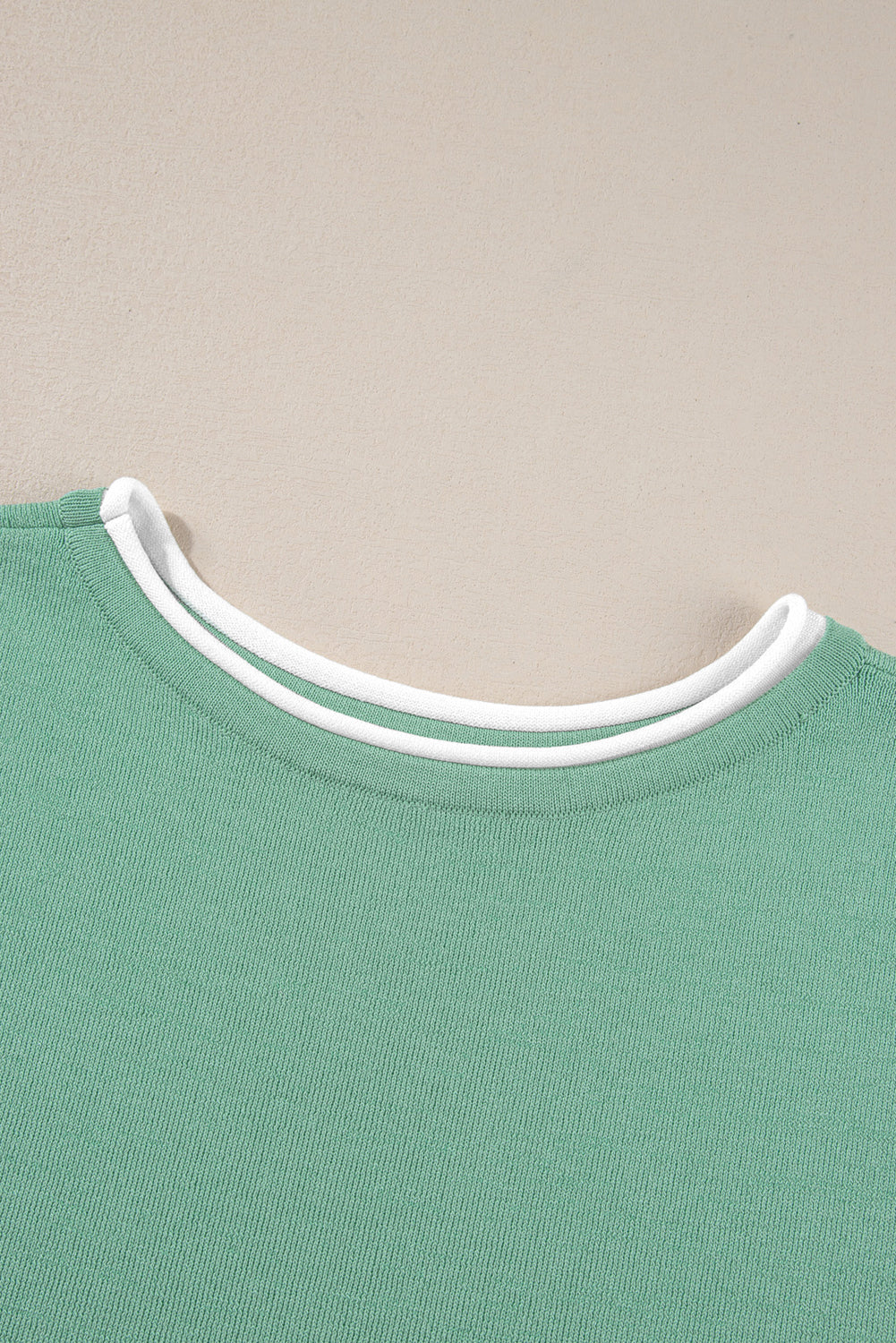 Blackish Green Contrast Trim Half Sleeve Top Drawstring Pants Loose 2pcs Sweater Suit