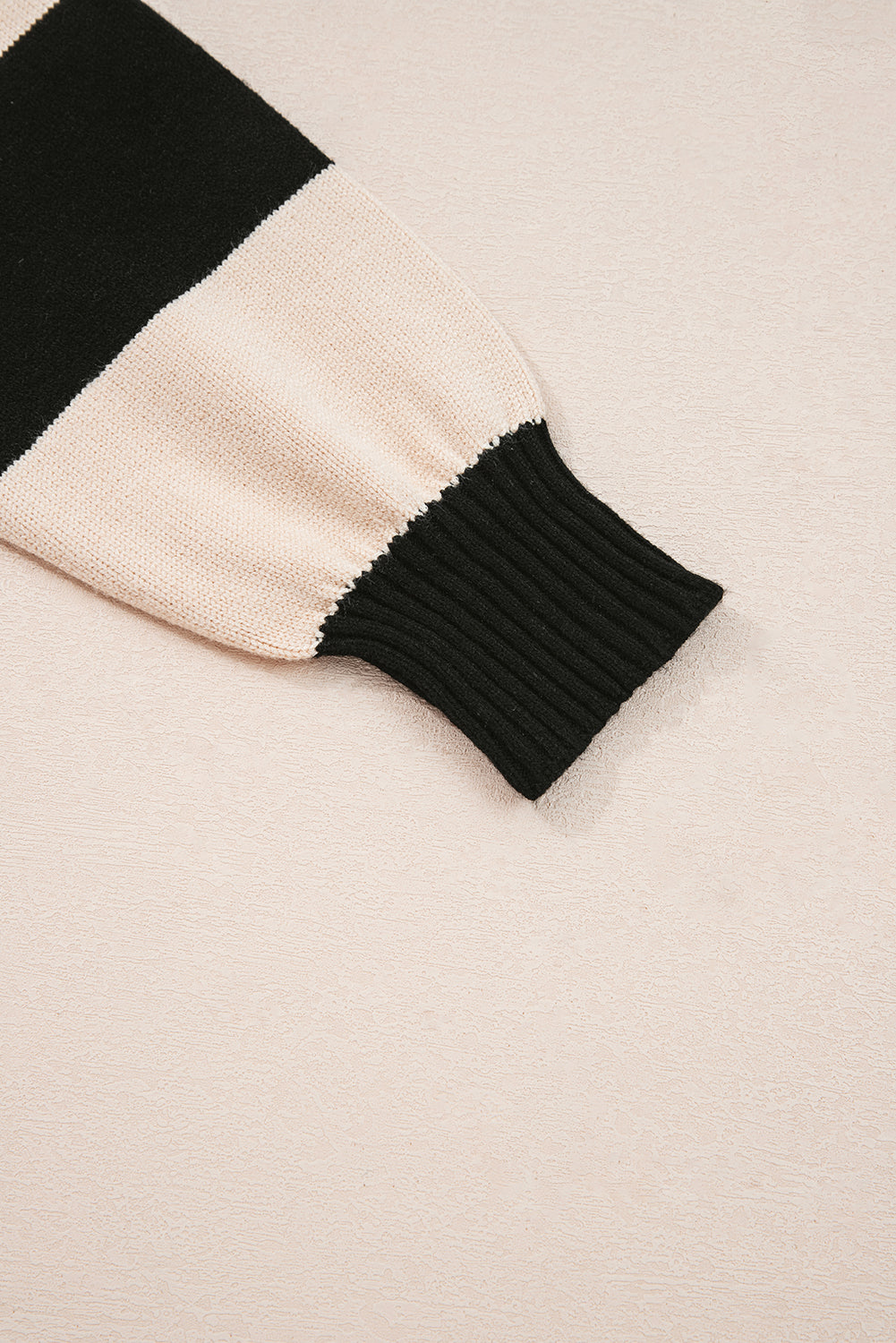 Black Stripe Two in One Knitted Top High Waist Splicing Hem Sweater Dress