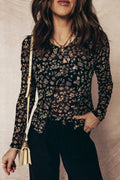 Black Floral Print Mesh Tank Button Front Slim Cardigan 2pcs Set