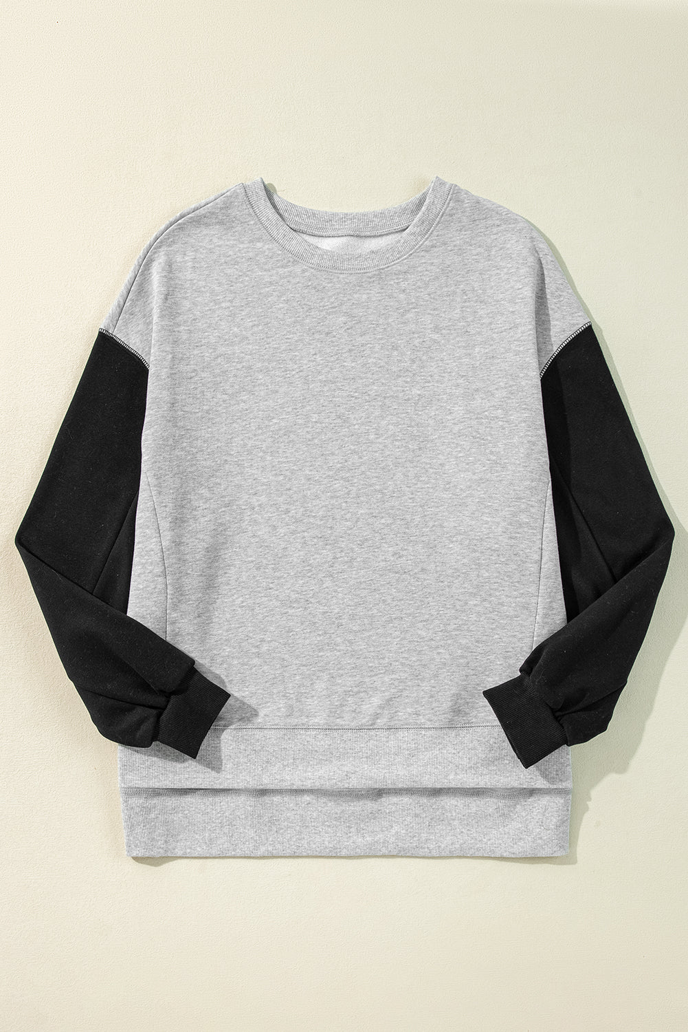 Gold Flame Two Tone Patchwork Drop Shoulder Pullover Sweatshirt