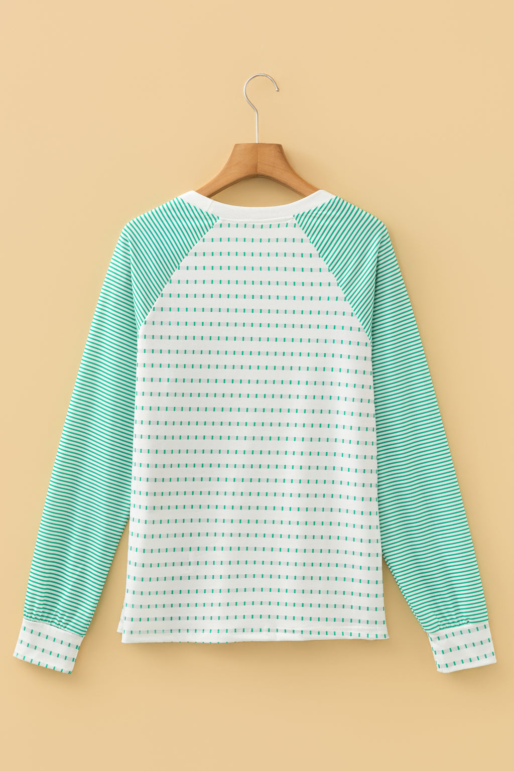 Black Stripe Raglan Patchwork Long Sleeve Tee