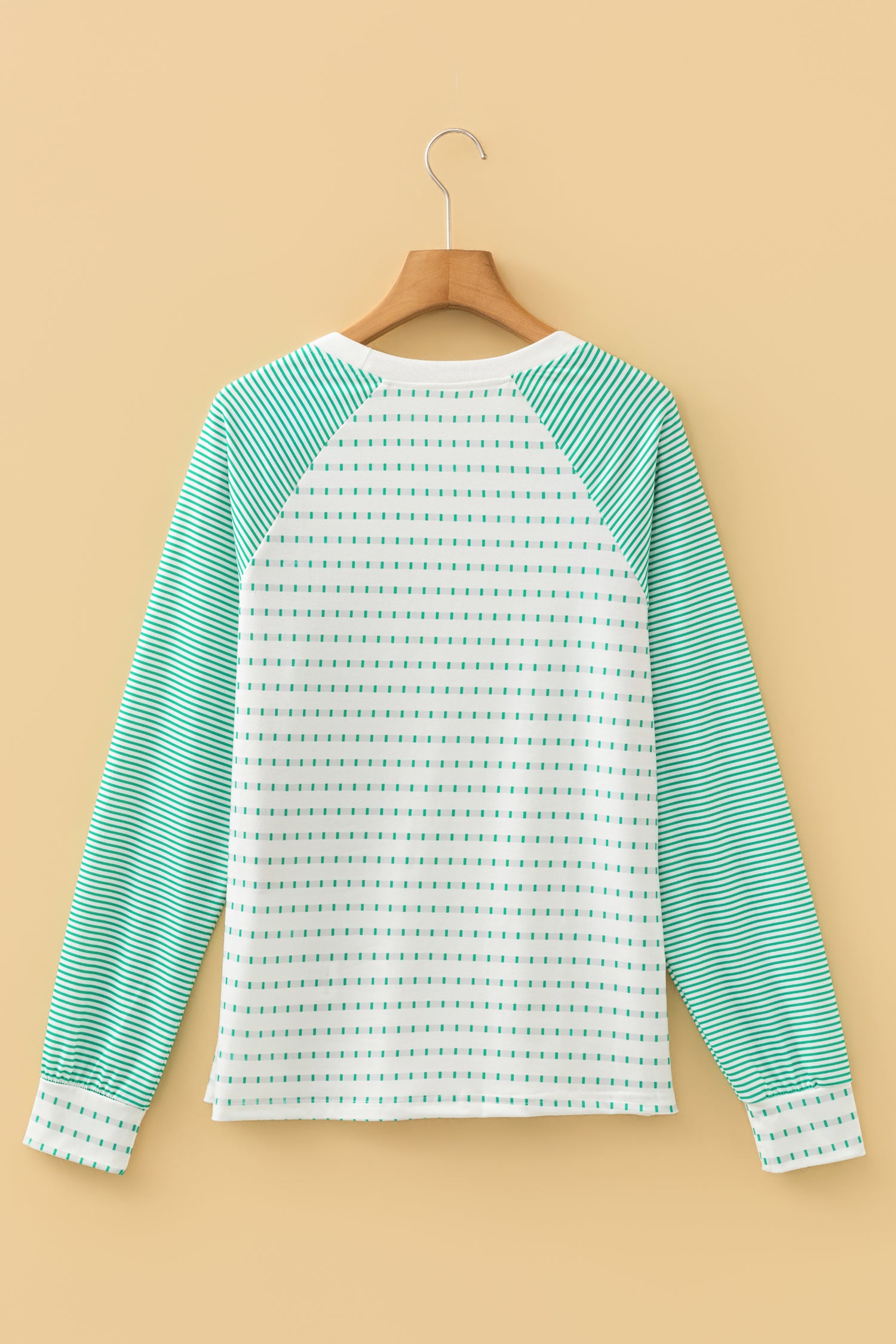 Black Stripe Raglan Patchwork Long Sleeve Tee