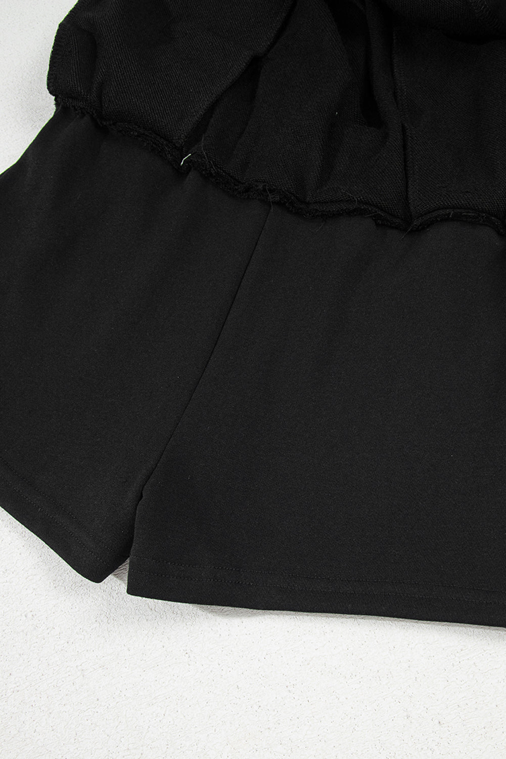 Black French Terry Drawstring Elastic Waistband Mini Skort with Pockets