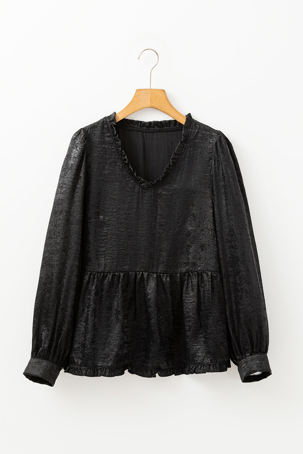 Dearlovers Gold Metallic Frilled V Neck Puff Sleeve Babydoll Blouse