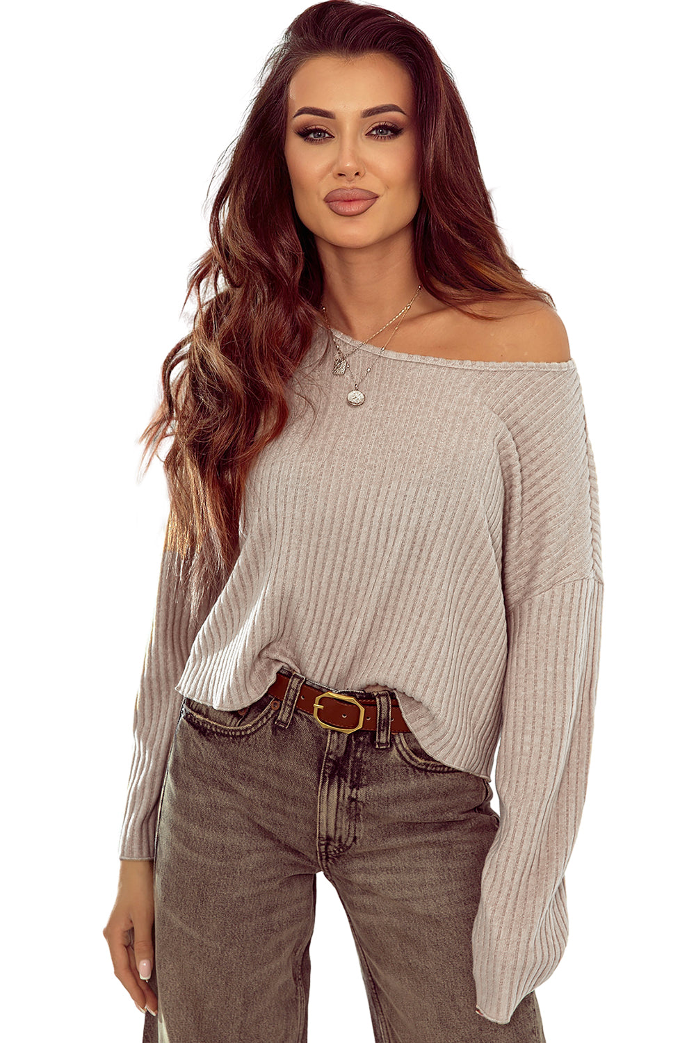 Oatmeal Ribbed Keyhole Short Sleeve Wide Leg Jumpsuit