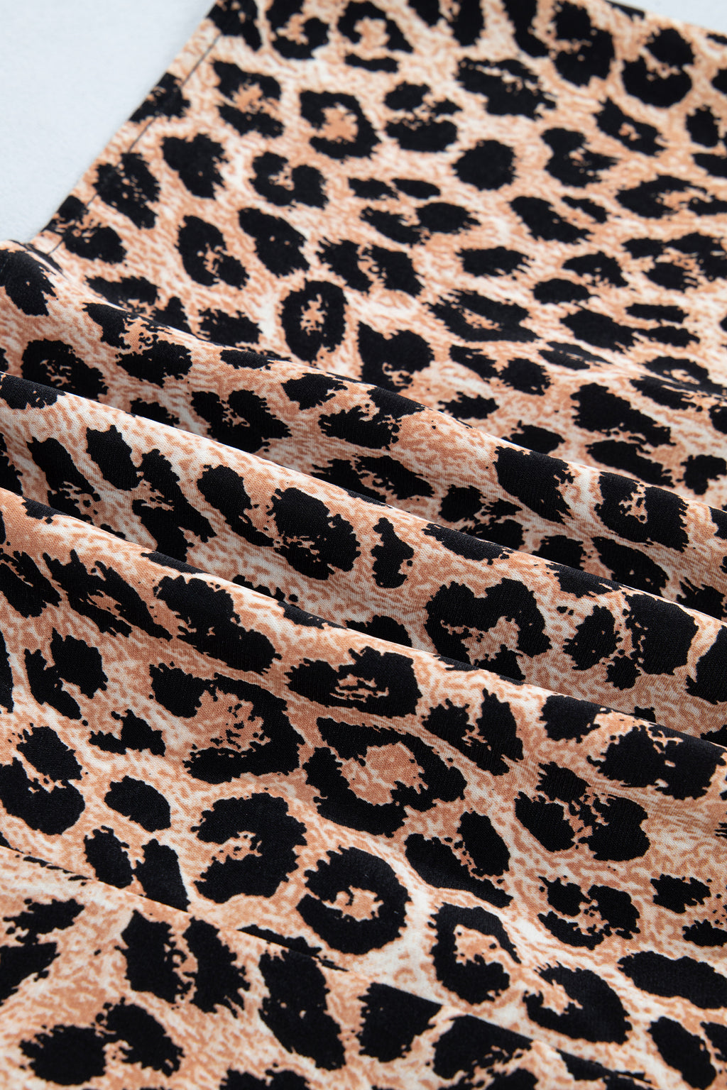 Khaki Cheetah Printed Contrast Lace Detail Ruffled Wide Leg Jumpsuit