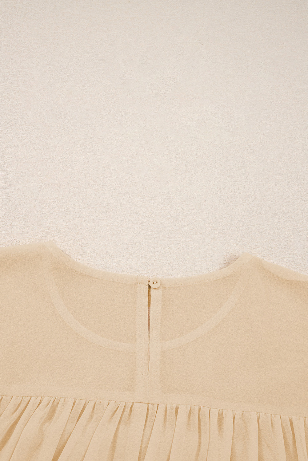 Parchment Pleated Ruffle Long Sleeve Chiffon Blouse