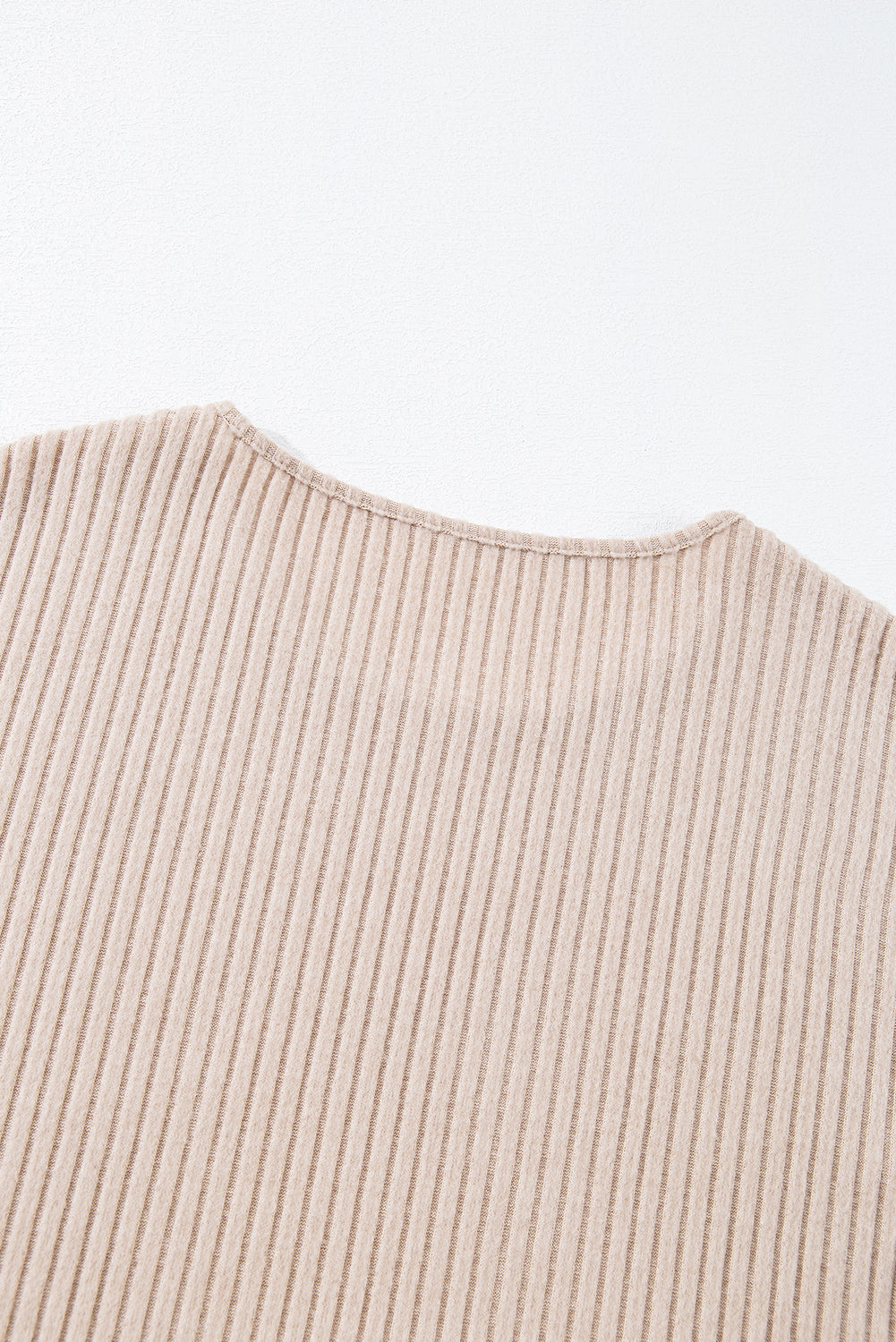Oatmeal Ribbed Keyhole Short Sleeve Wide Leg Jumpsuit