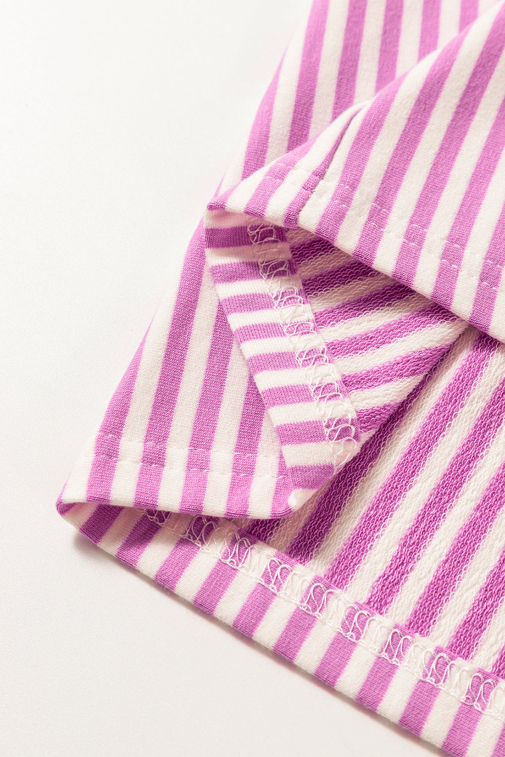 Pink Stripe Patchwork Bracelet Sleeve Plus Size T Shirt
