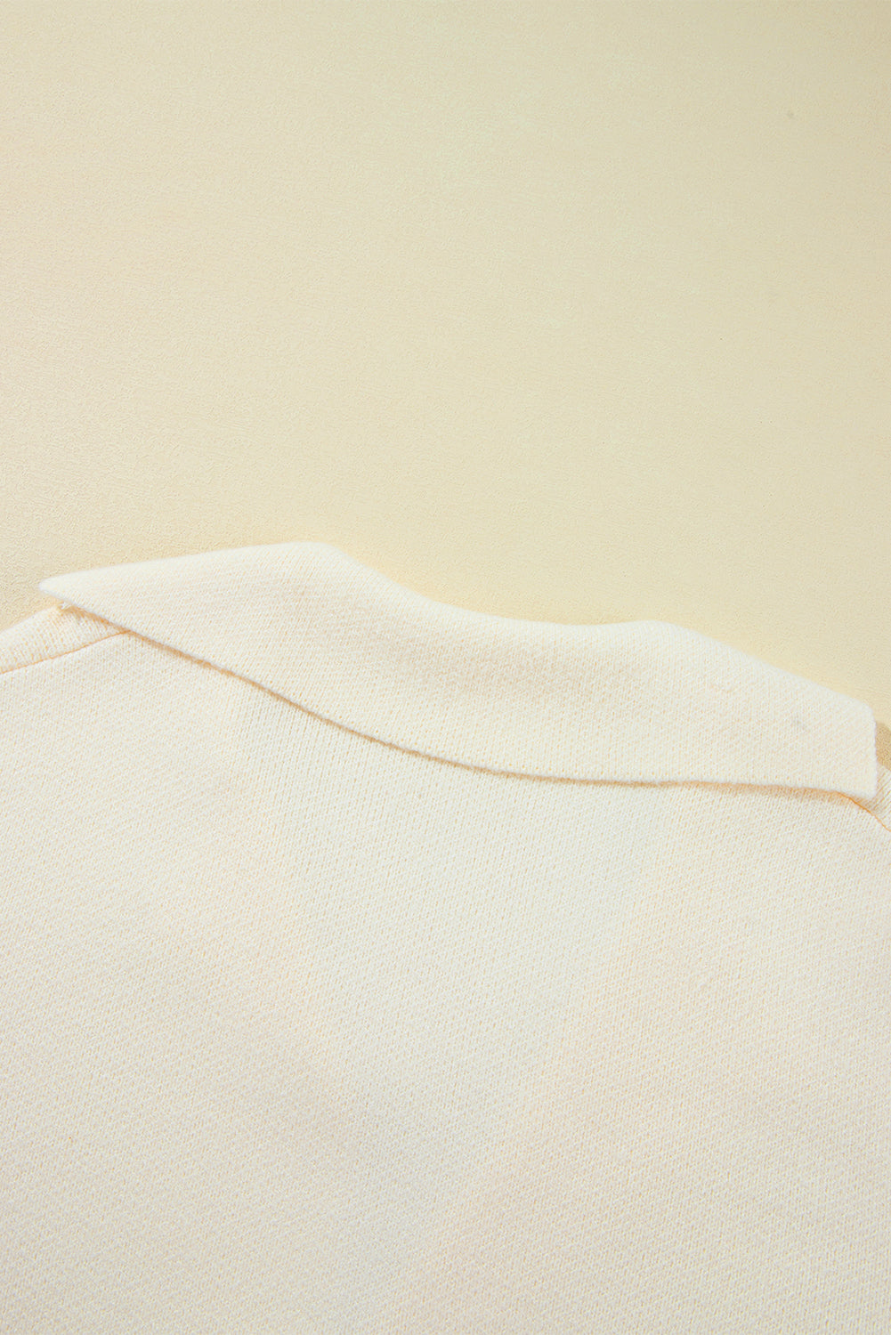 Beige Solid Color Knit Lapel Collar Single Button Sweater Cardigan