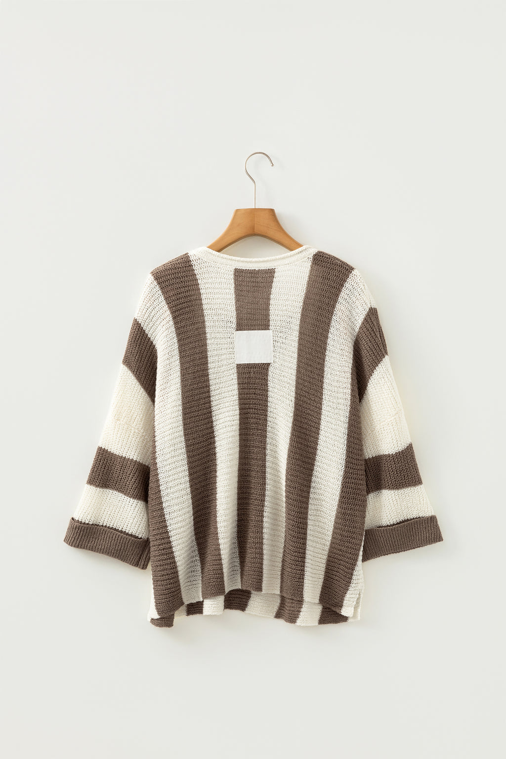 Red Stripe Colorblock V Neck Bracelet Sleeve Sweater
