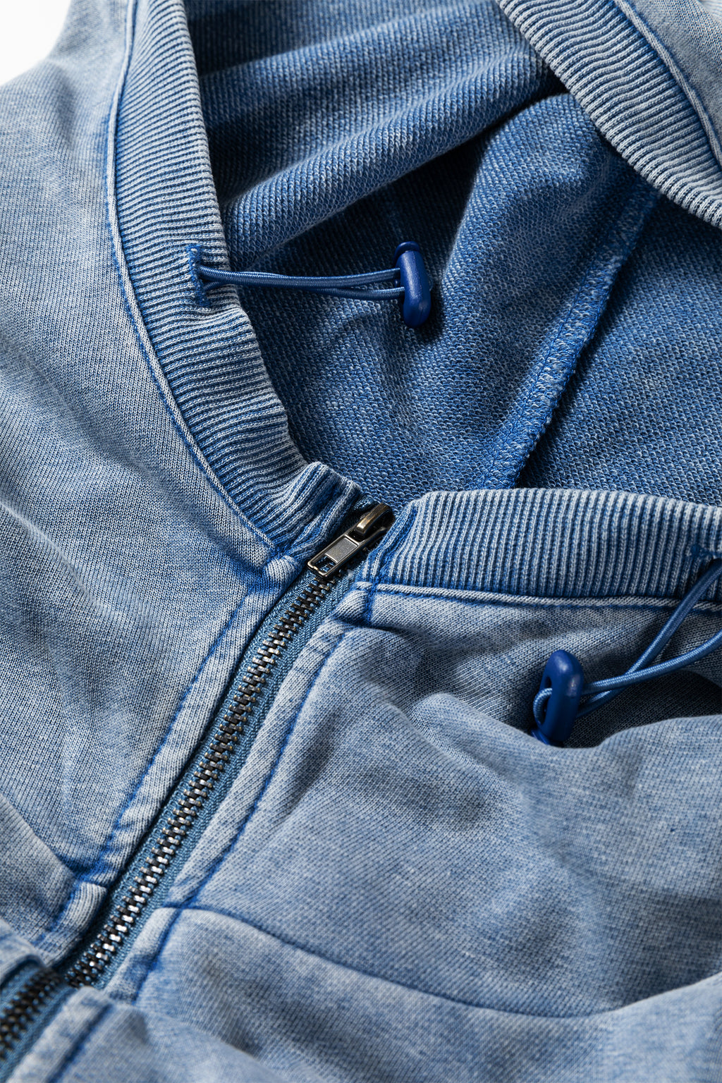 Canton Half Zip Kangaroo Pocket Mineral Wash Baggy Hoodie