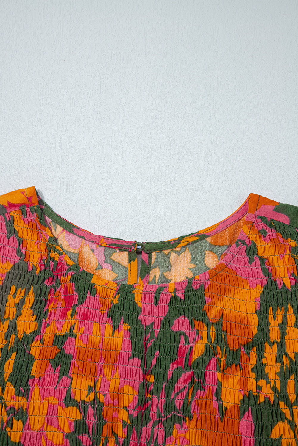 Multicolour Floral Print Long Sleeve Smocked Ruffled Mini Dress