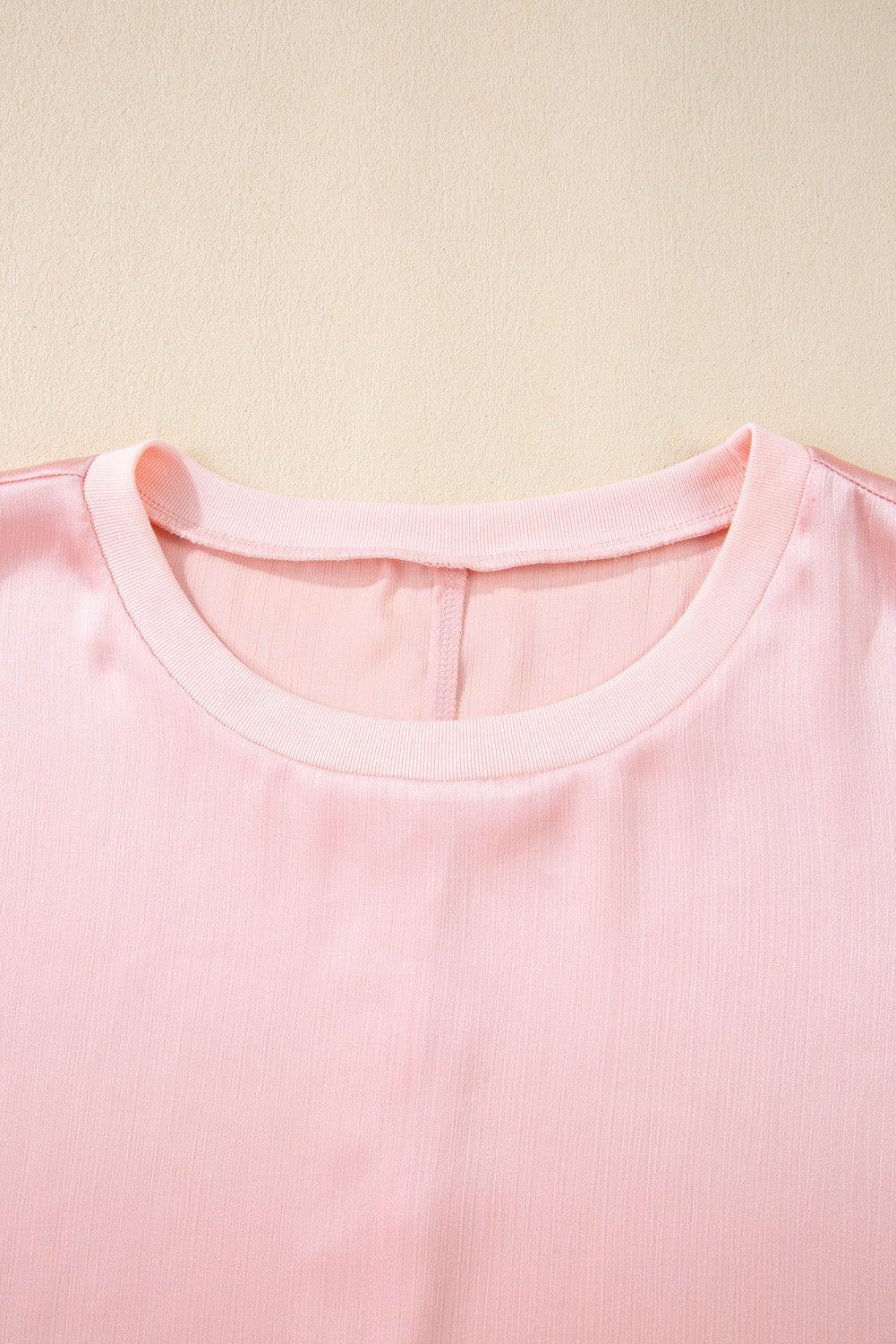 Pink Metallic Gloss Short Batwing Sleeve Plus Size Top