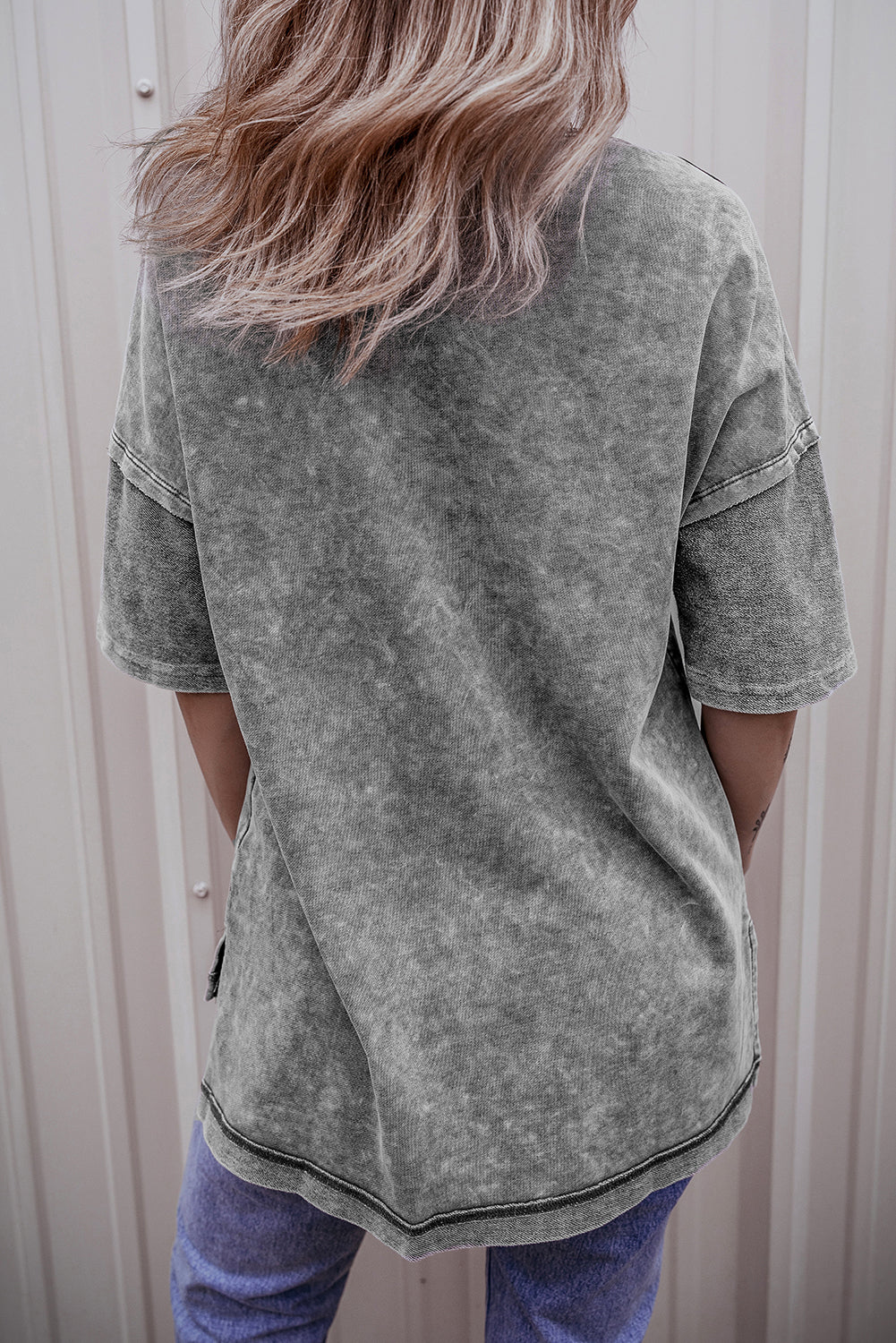 Orchid Petal Mineral Wash Drop Shoulder Pullover Sweatshirt