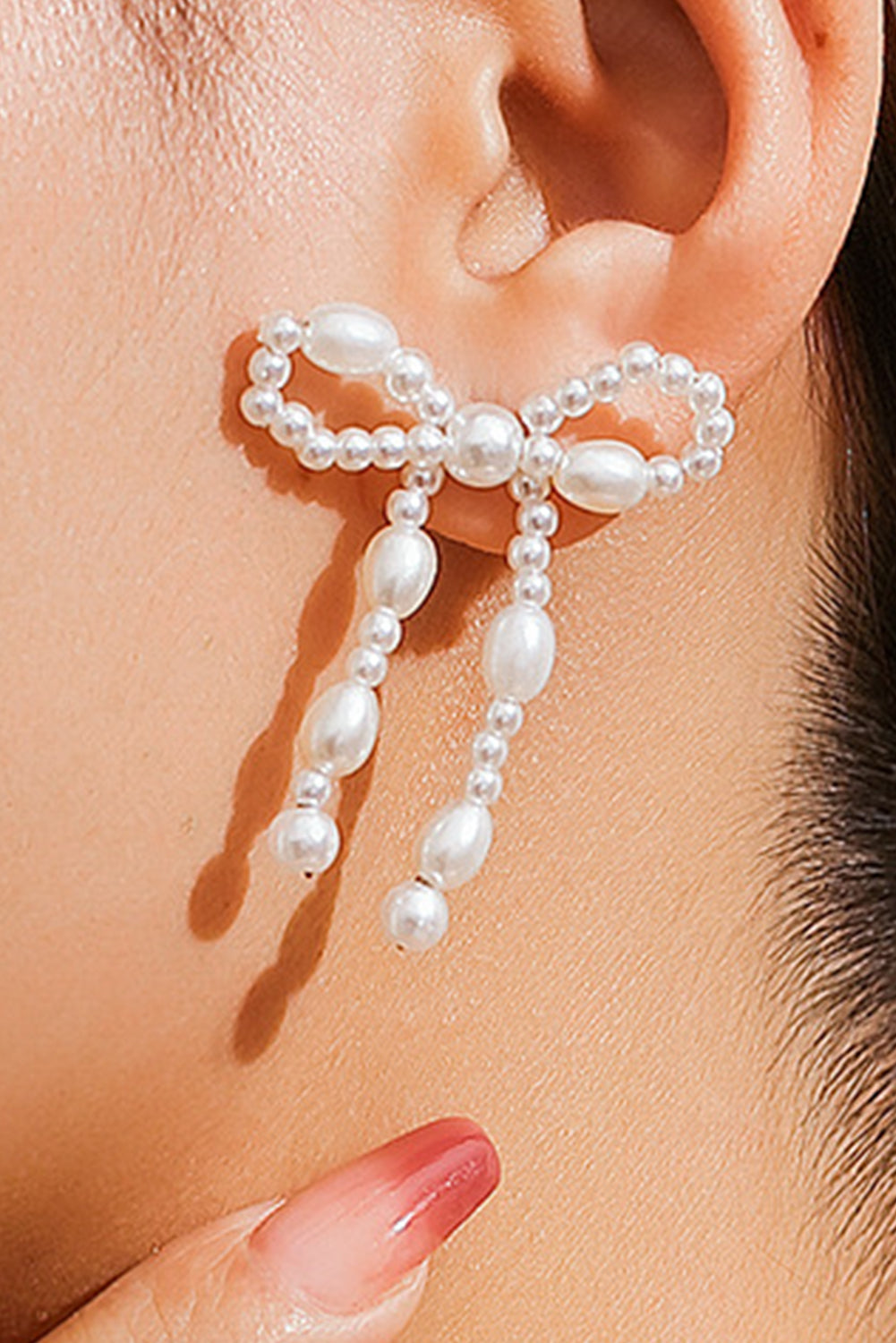 Gold Elegant Bow Design Plated Studded Earrings
