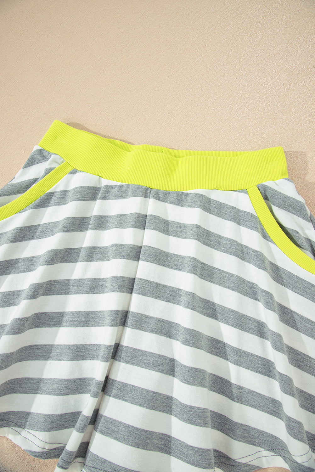Black Stripe Color Block Edge Pullover and Shorts PLus Size Set