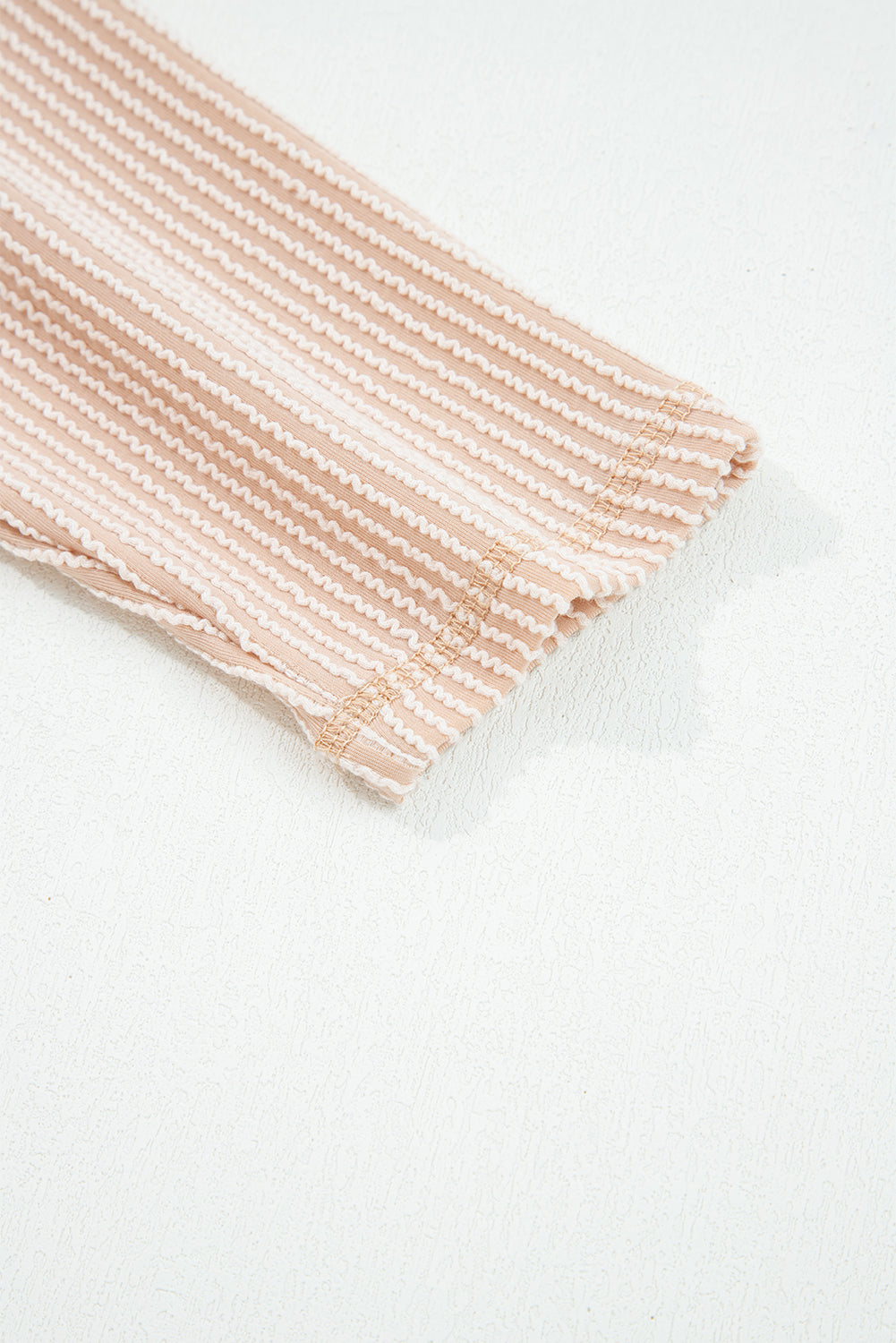 Dark Khaki Twist Ribbed Exposed Seam Detail Long Sleeve Loose Top