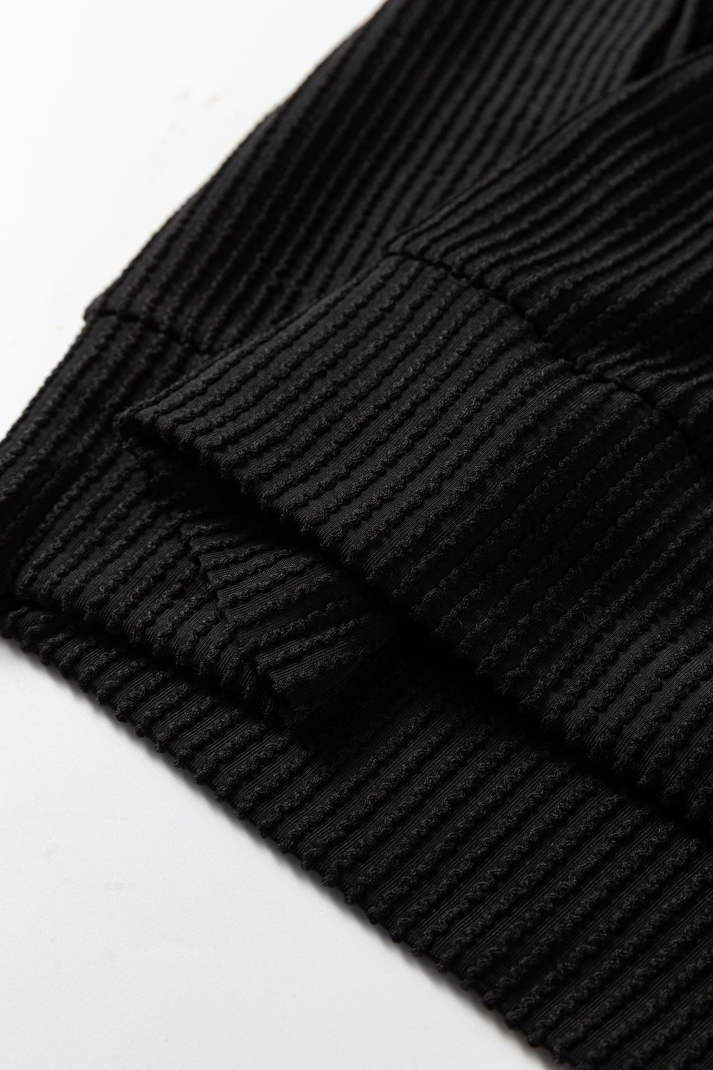 Black MERRY Corded Long Sleeve Top and Pockets Pants Set