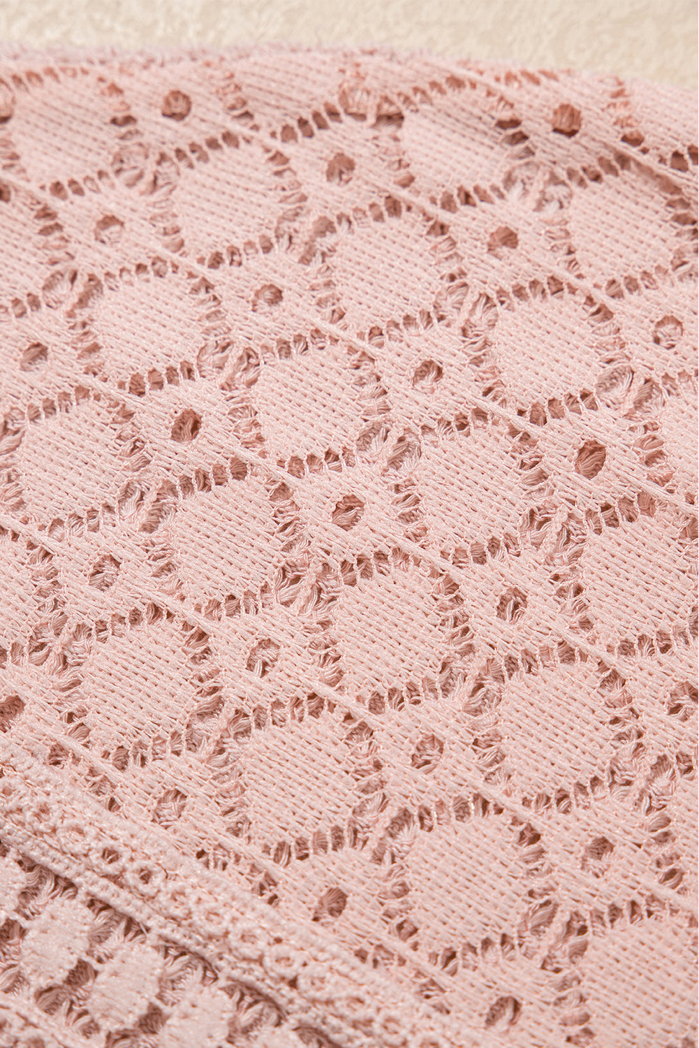 Mist Green Lace Patchwork Waffle Short Sleeve Top