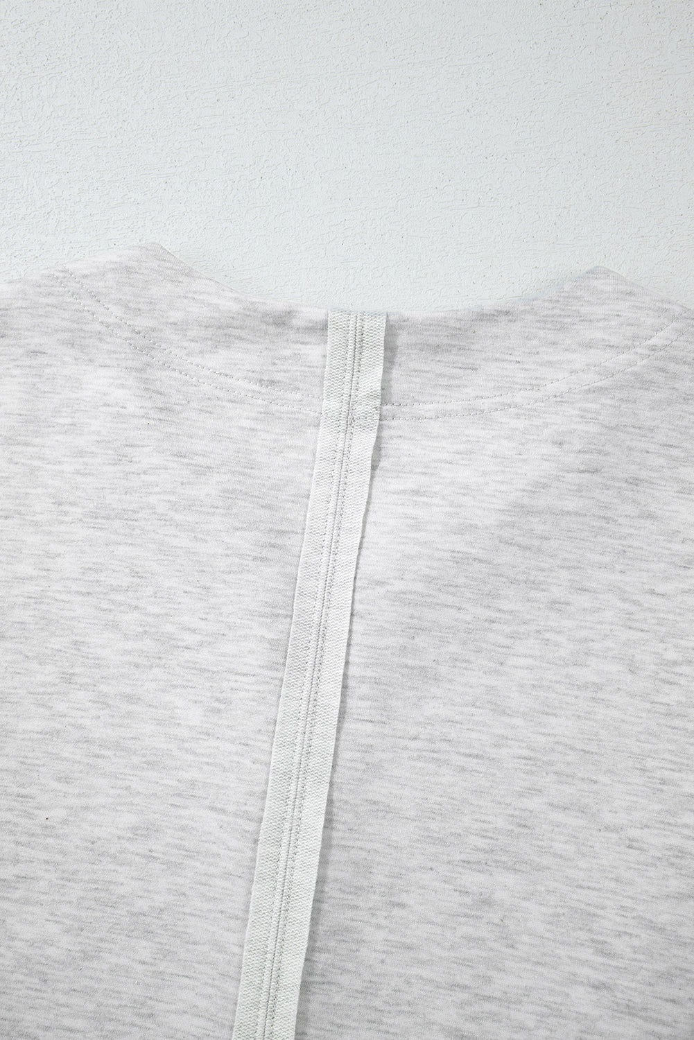 Dearlovers Light Grey Two Tone Contrast Waffle Knit Patched Buttoned V Neck Top