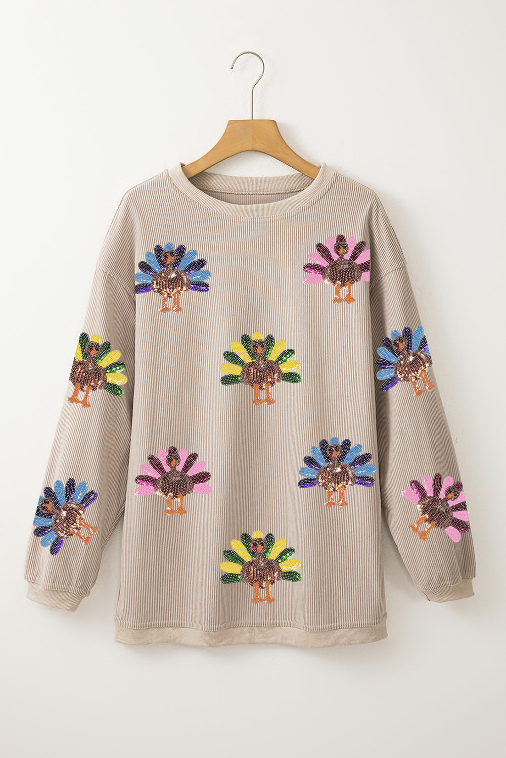 Orange Turkey Graphic Corded Baggy Sweatshirt