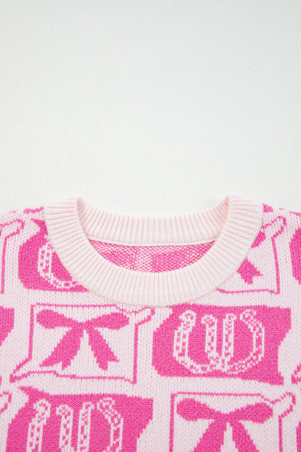 Brown Bows & Horseshoes Pattern Western Fashion Print Sweater