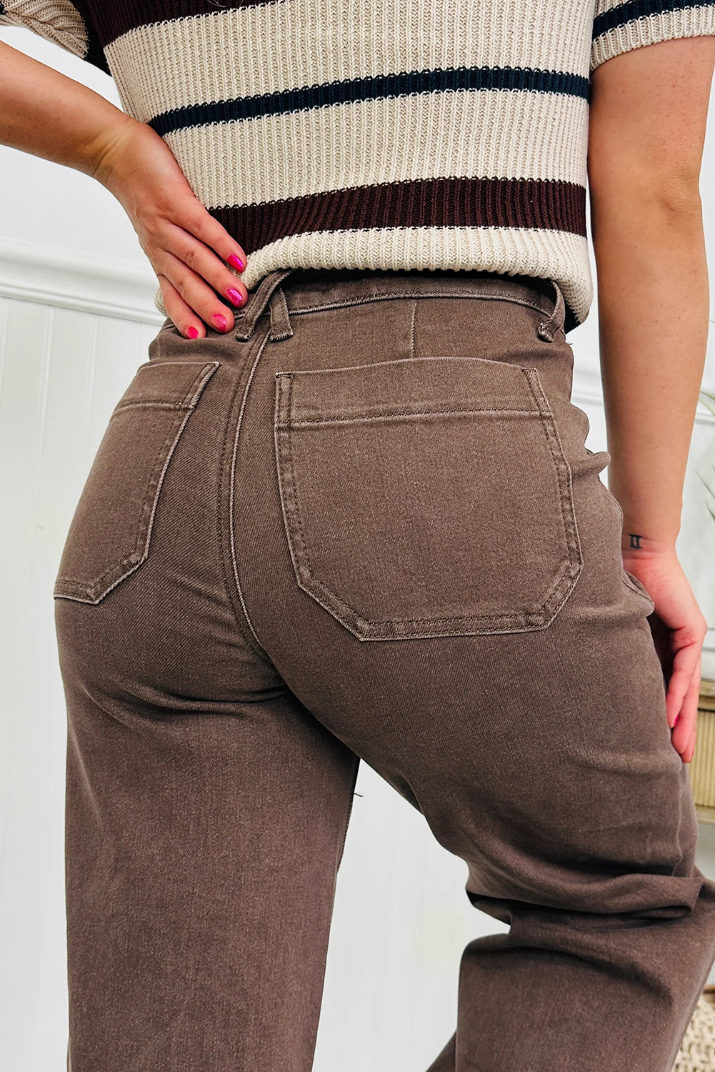 Dusk Blue Retro Washed Patch Pocket Loose Jeans
