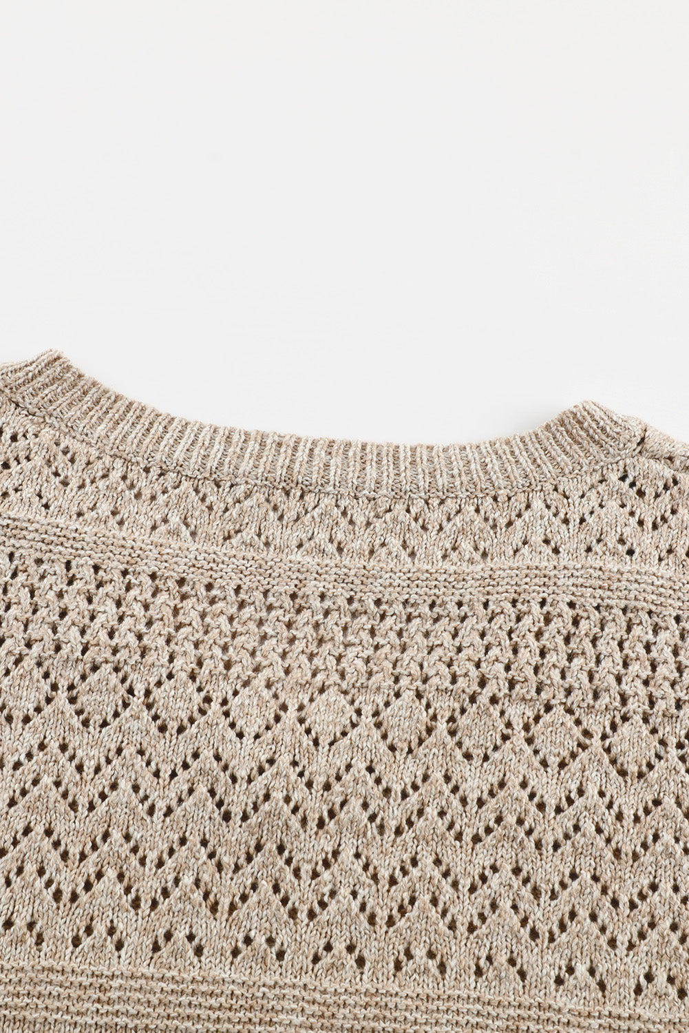 Sky Blue Eyelet Pattern Detail V Neck Drop Shoulder Sweater