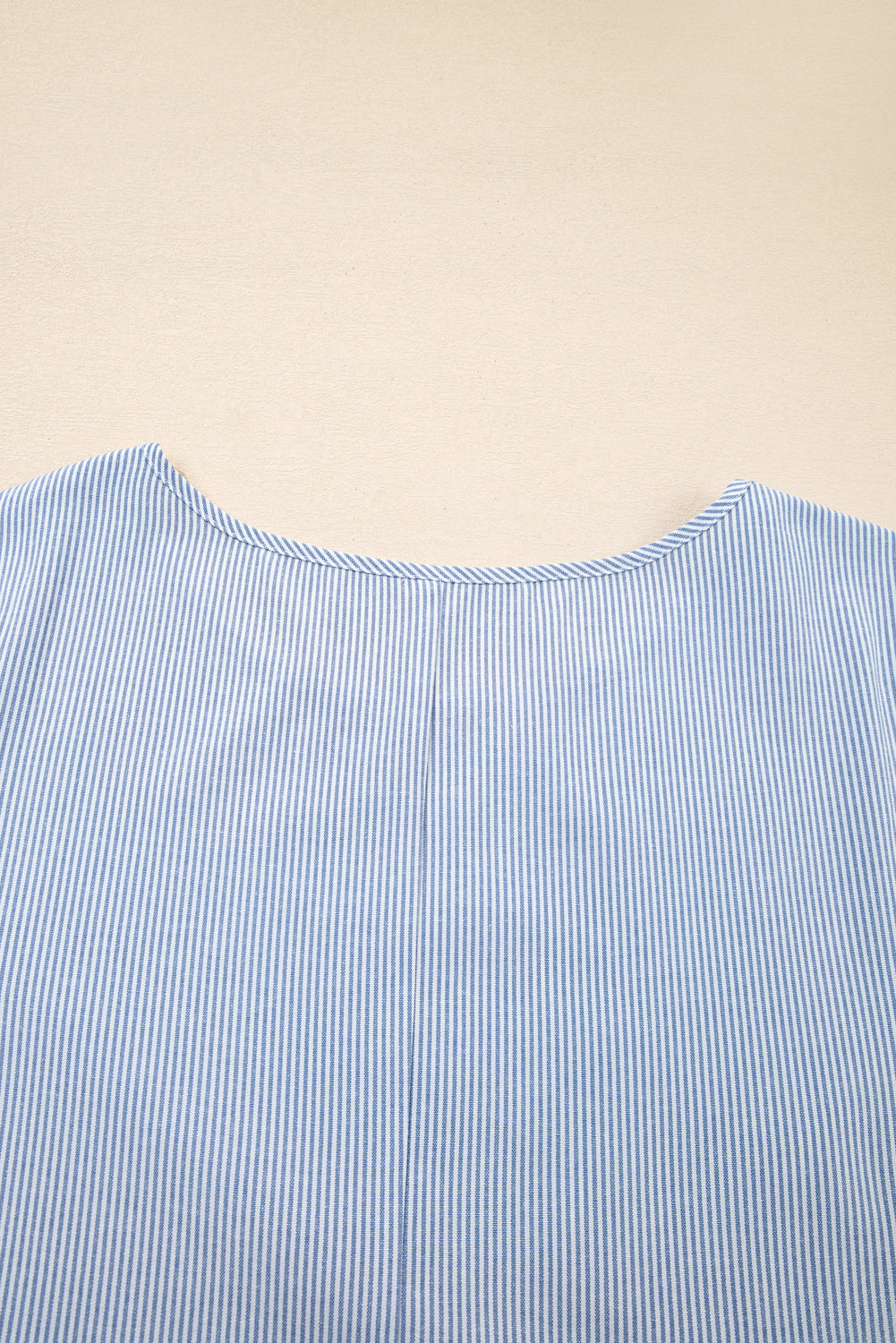 Sky Blue Stripe Patchwork Crossed Lace Detail Bracelet Sleeve Maxi Dress