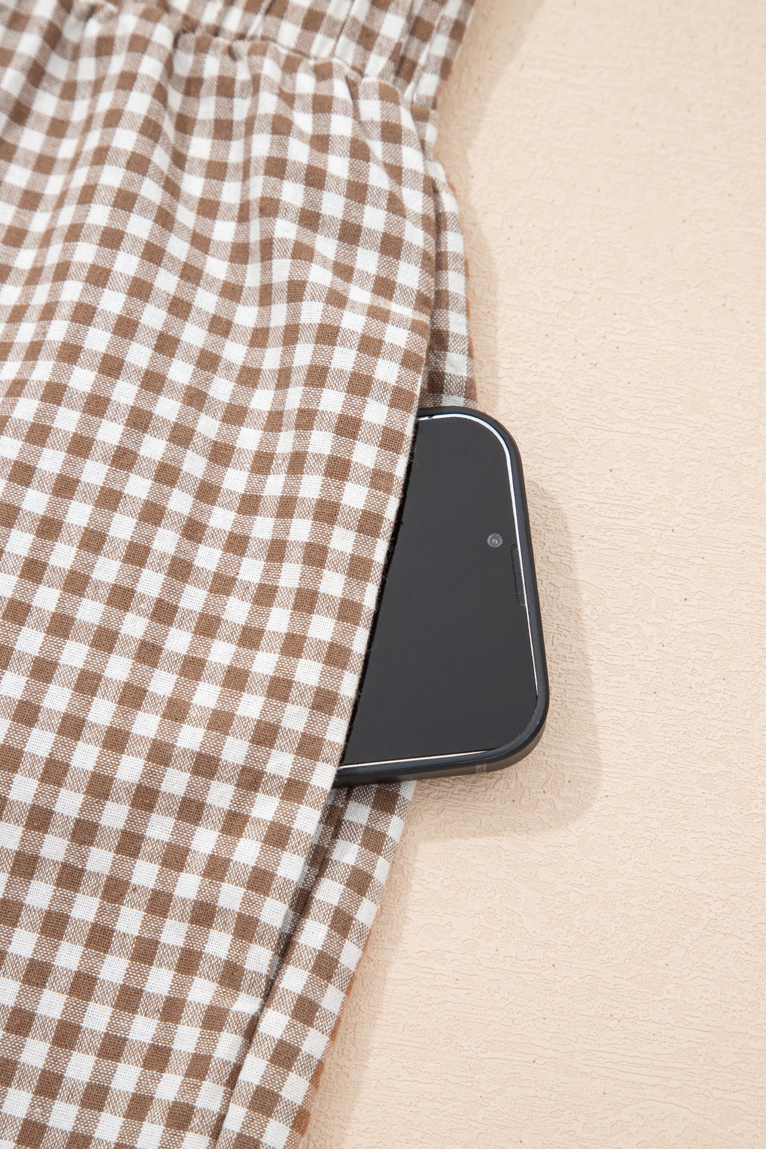 Red Contrast Trim Plaid Print Plus Size Shorts