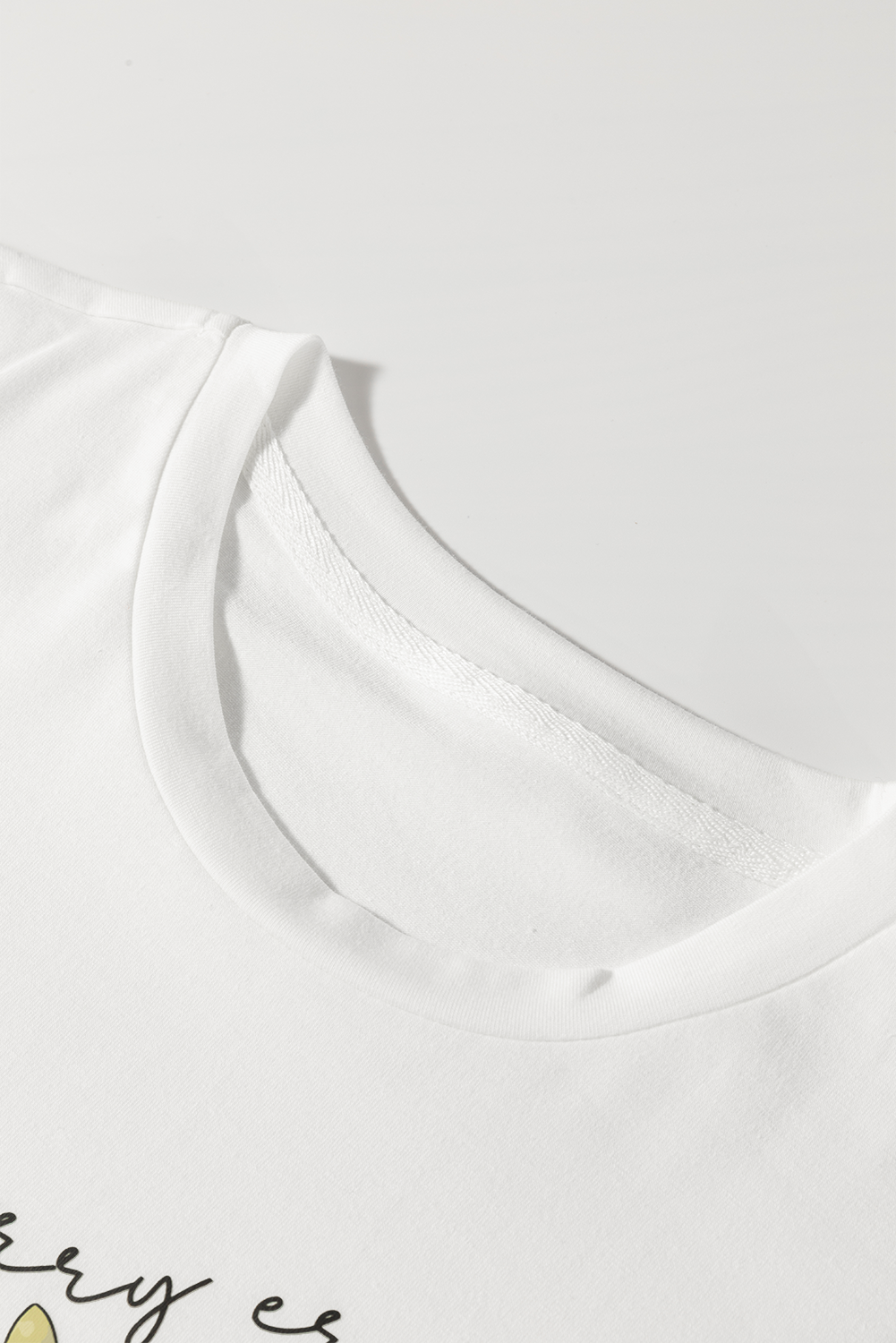 White Colored Light Bowknot Graphic Crewneck T Shirt