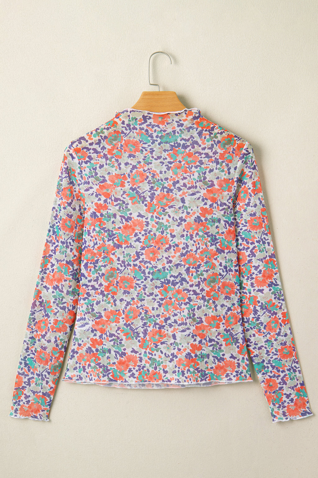 Rose Retro Floral Printed Mesh Short Sleeve Top