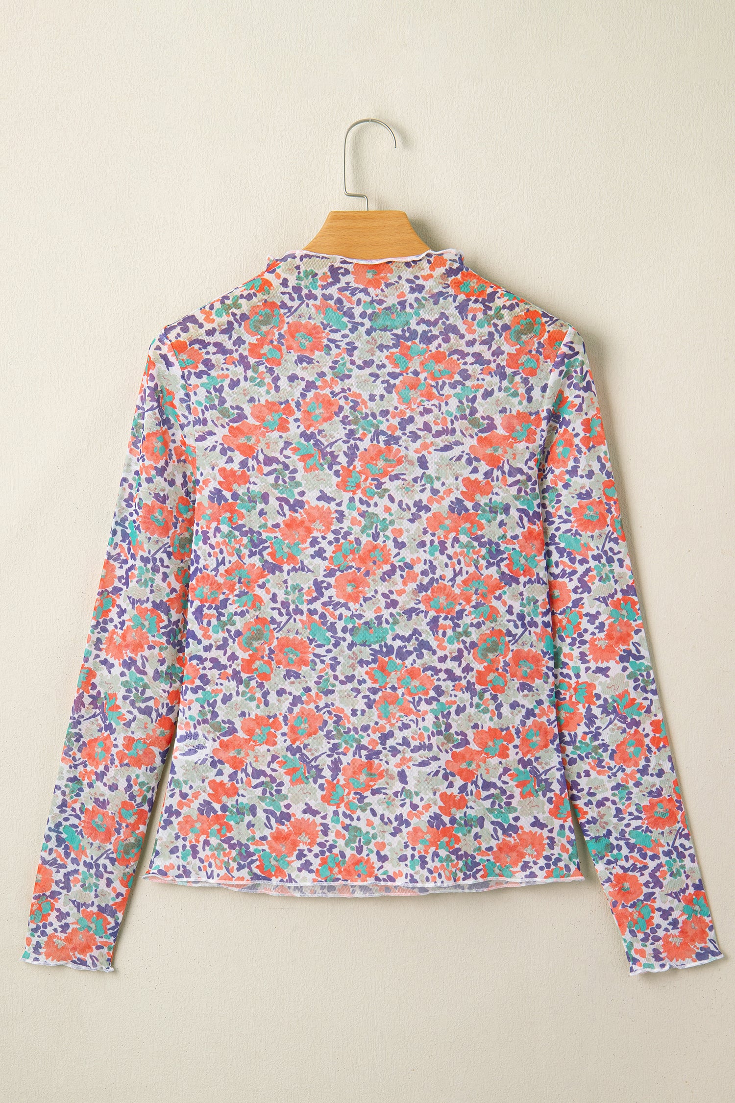 Rose Retro Floral Printed Mesh Short Sleeve Top
