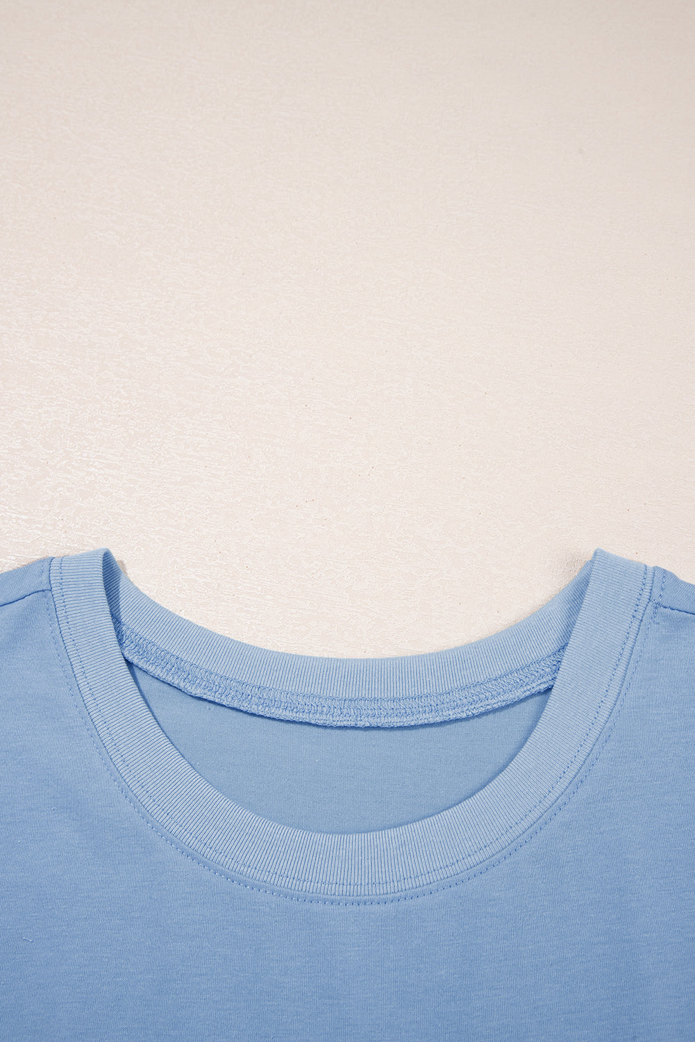 Sky Blue Solid Color Pocketed Raw Edge Babydoll Dress