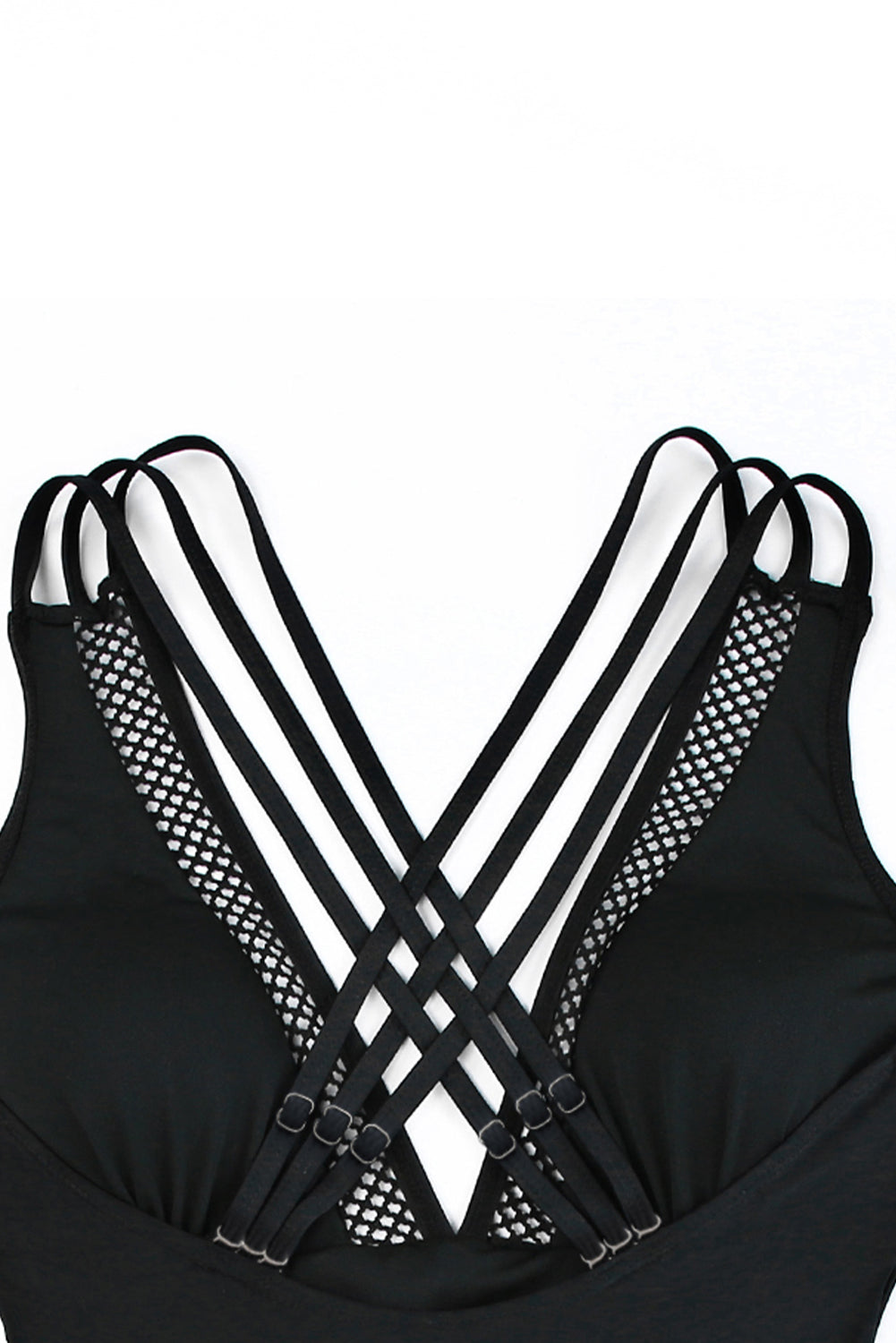 Dearlovers Black Solid Mesh One Piece Swimsuit