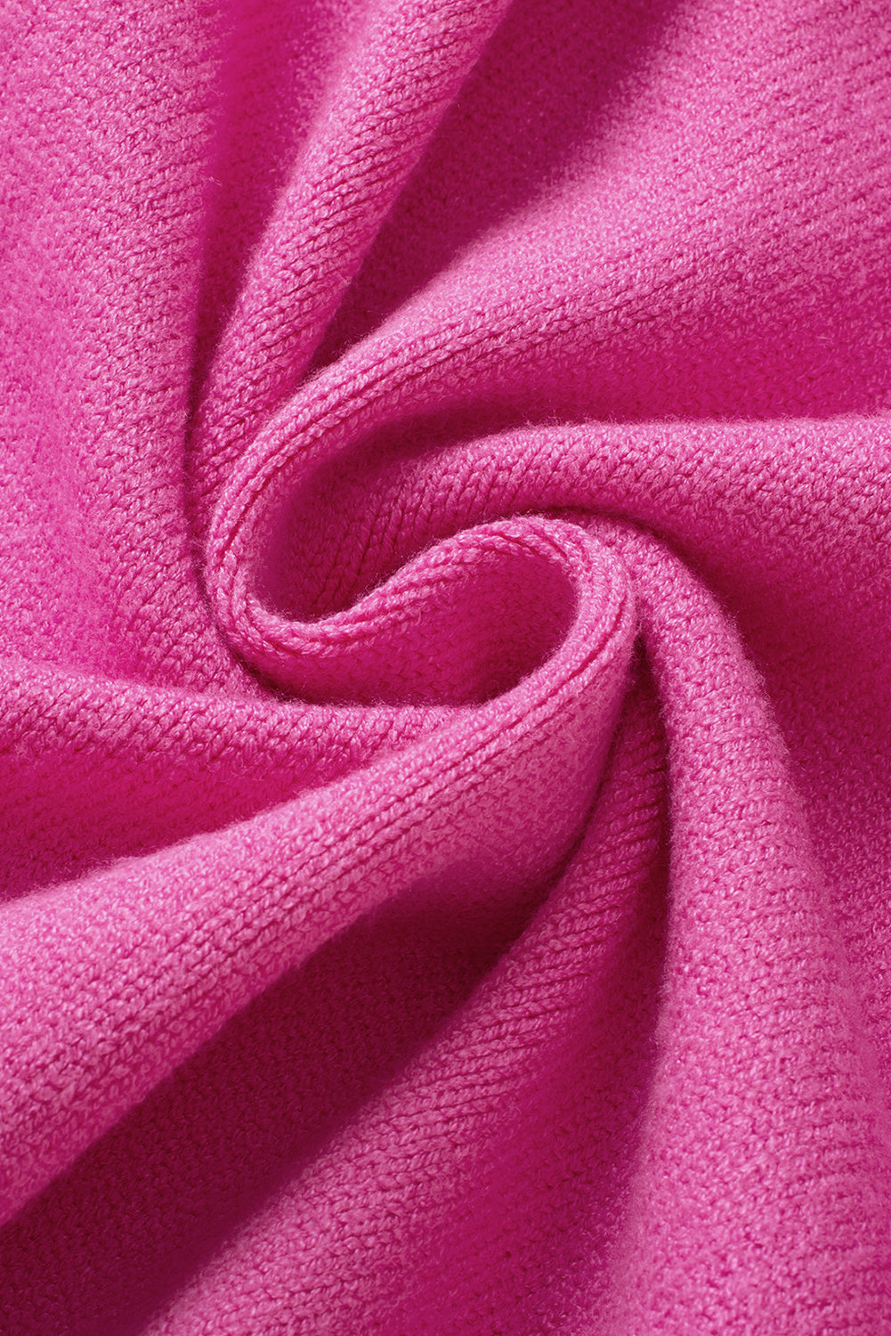 Bright Pink Color Contrast Side Pockets Button V Neck Cardigan